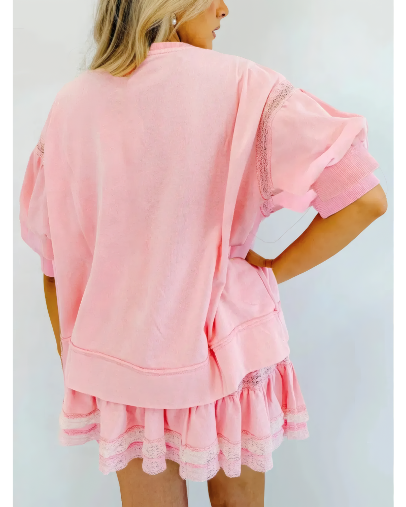 Lace Ribbon Sweat Set
