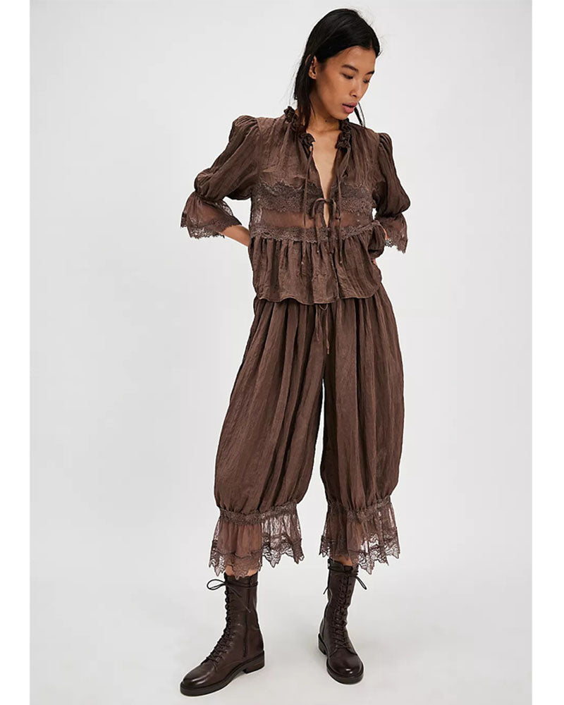 Lace Hem Bloomer Pants