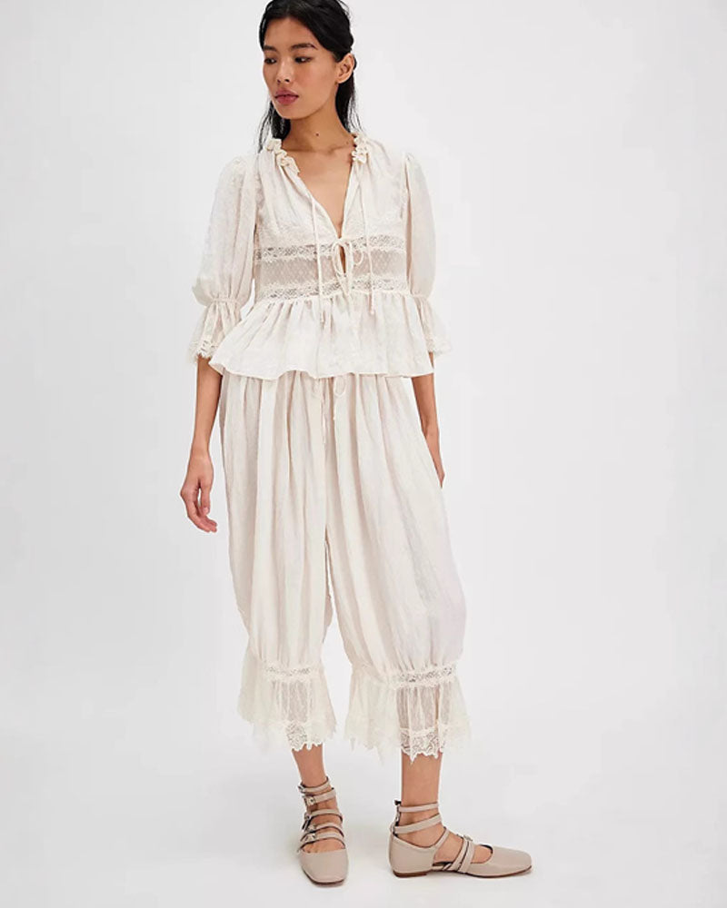 Lace Hem Bloomer Pants