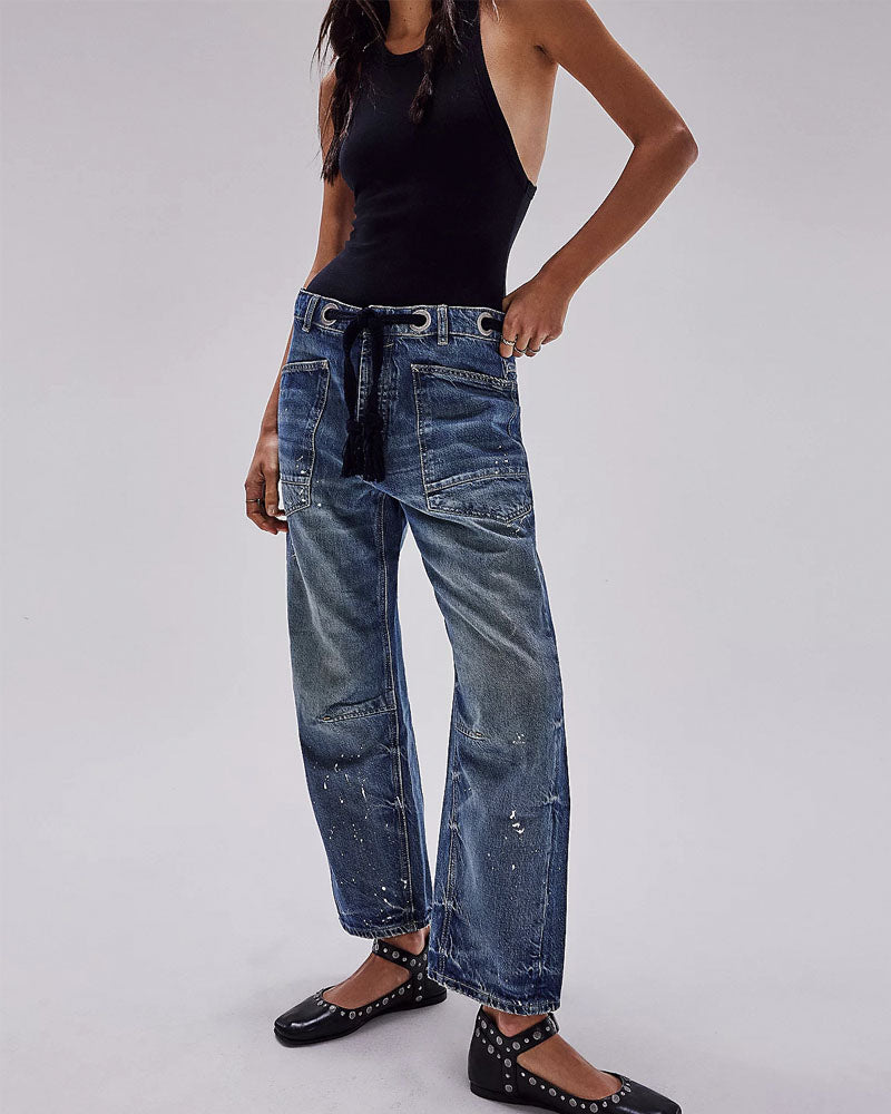 Free Moxie Pull-On Barrel Jeans