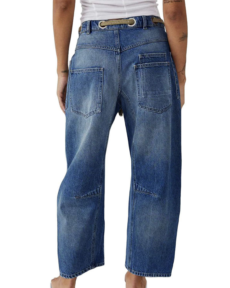 Free Moxie Pull-On Barrel Jeans