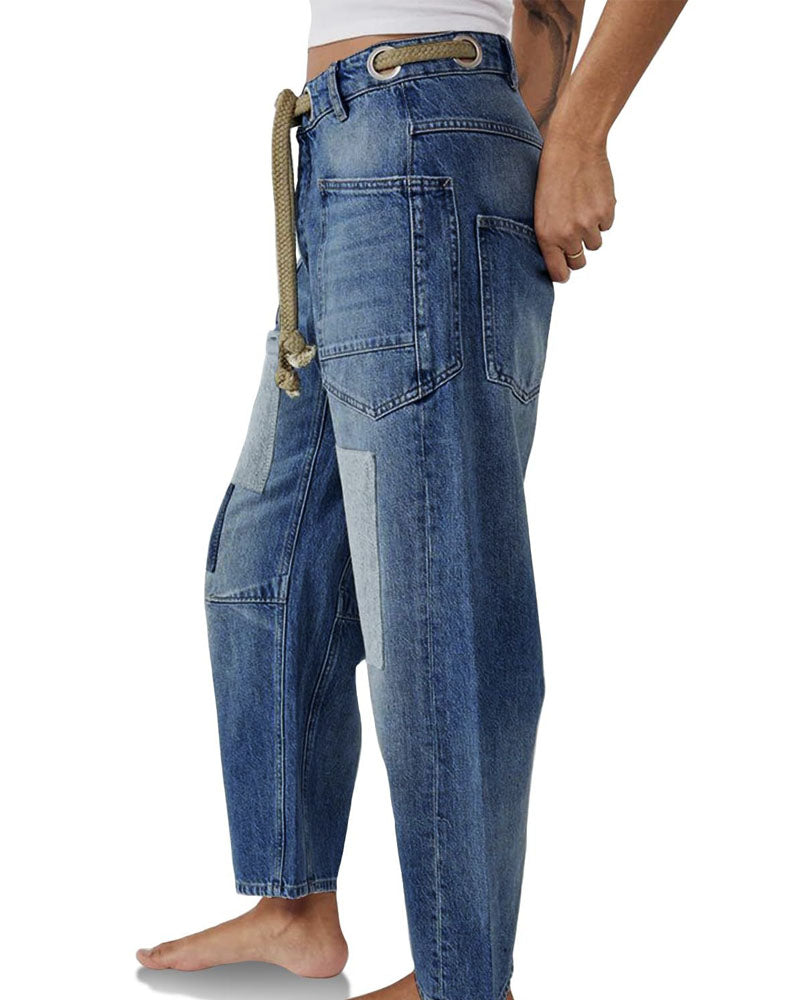Free Moxie Pull-On Barrel Jeans