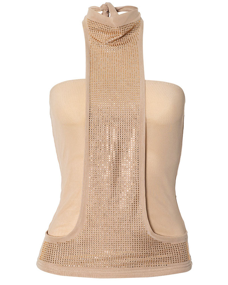 Halter-Neck Glitter Tank Top