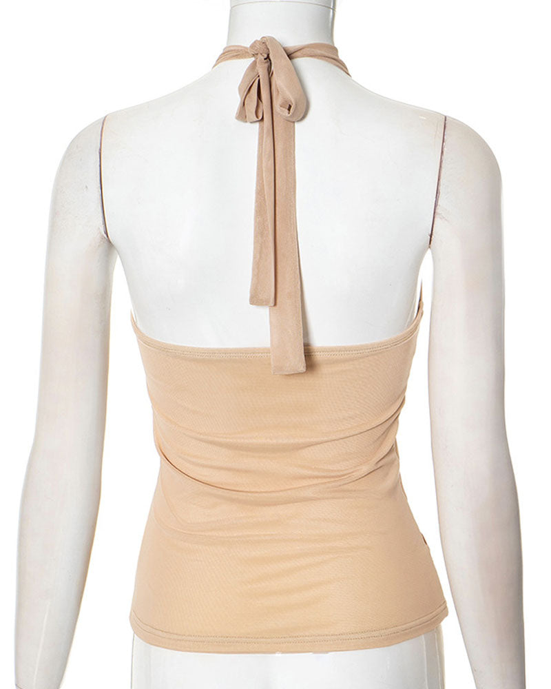 Halter-Neck Glitter Tank Top
