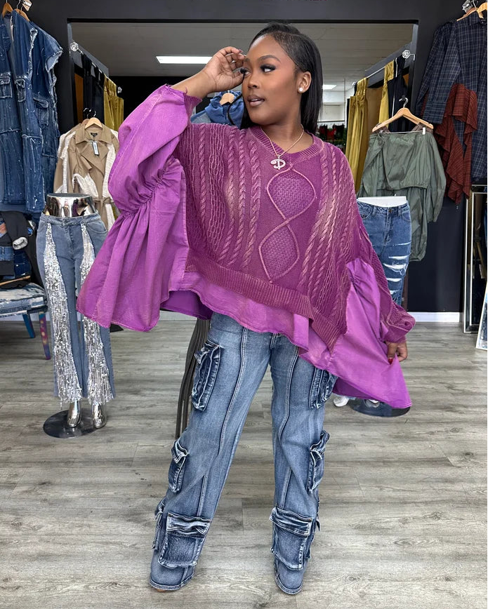 Acid Wash Plum Sweater