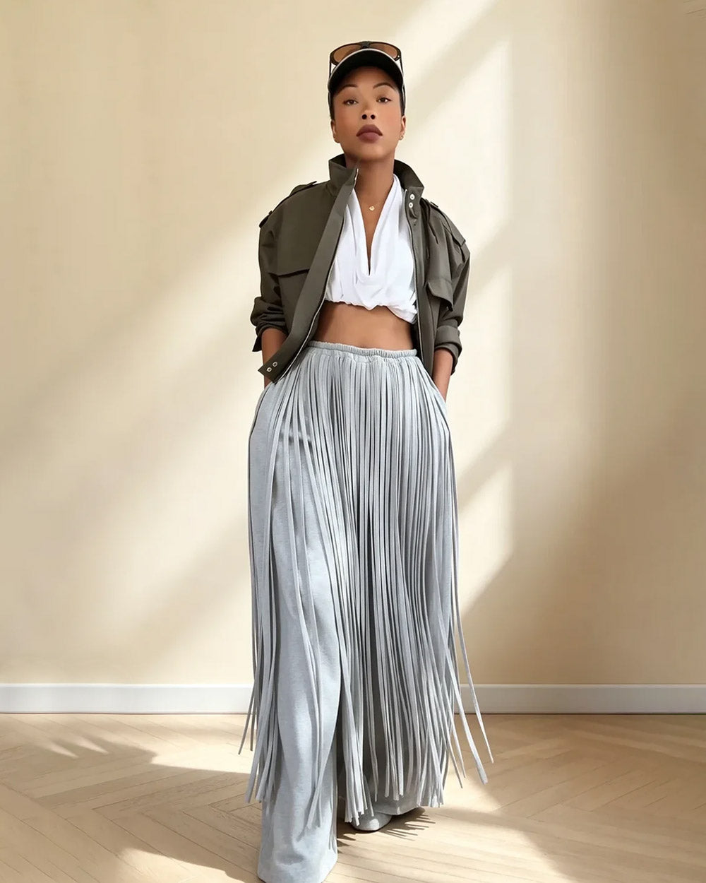 In Motion Fringe Wide-Leg Sweatpants