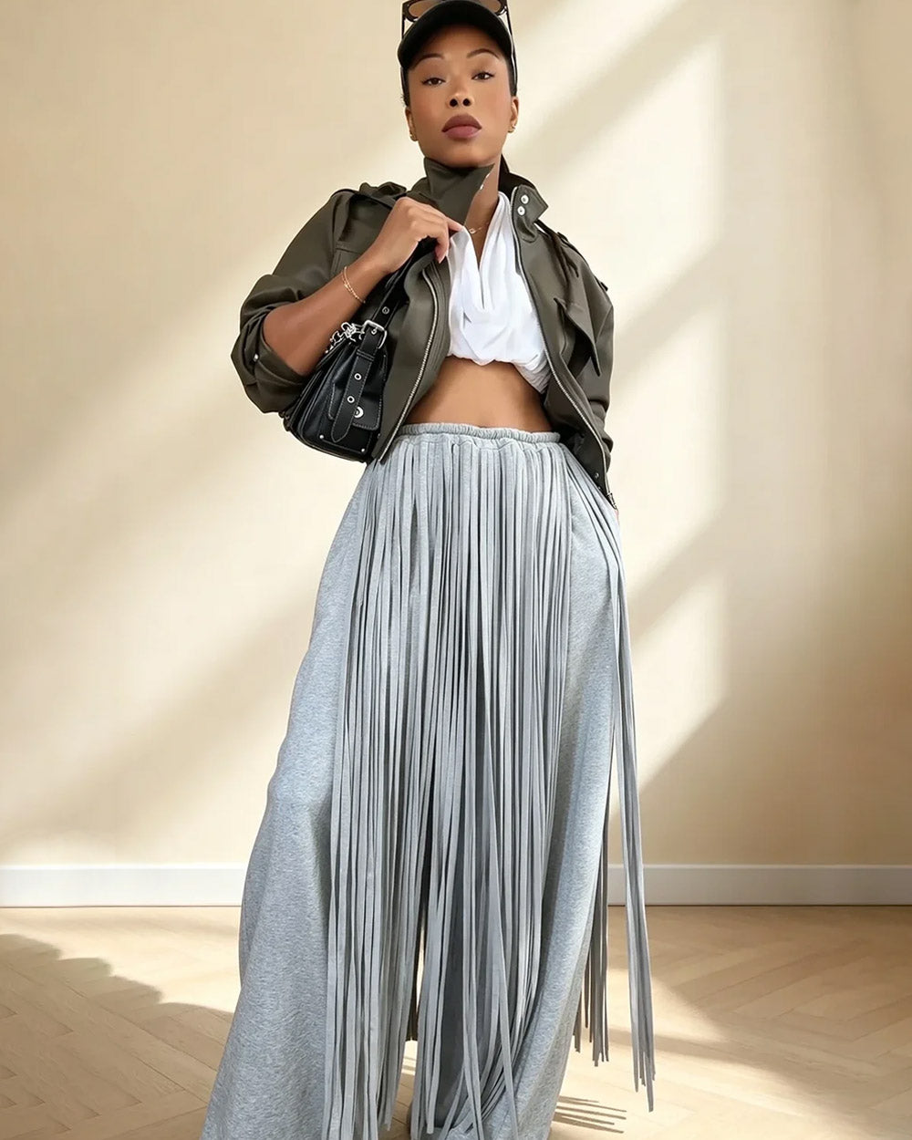 In Motion Fringe Wide-Leg Sweatpants