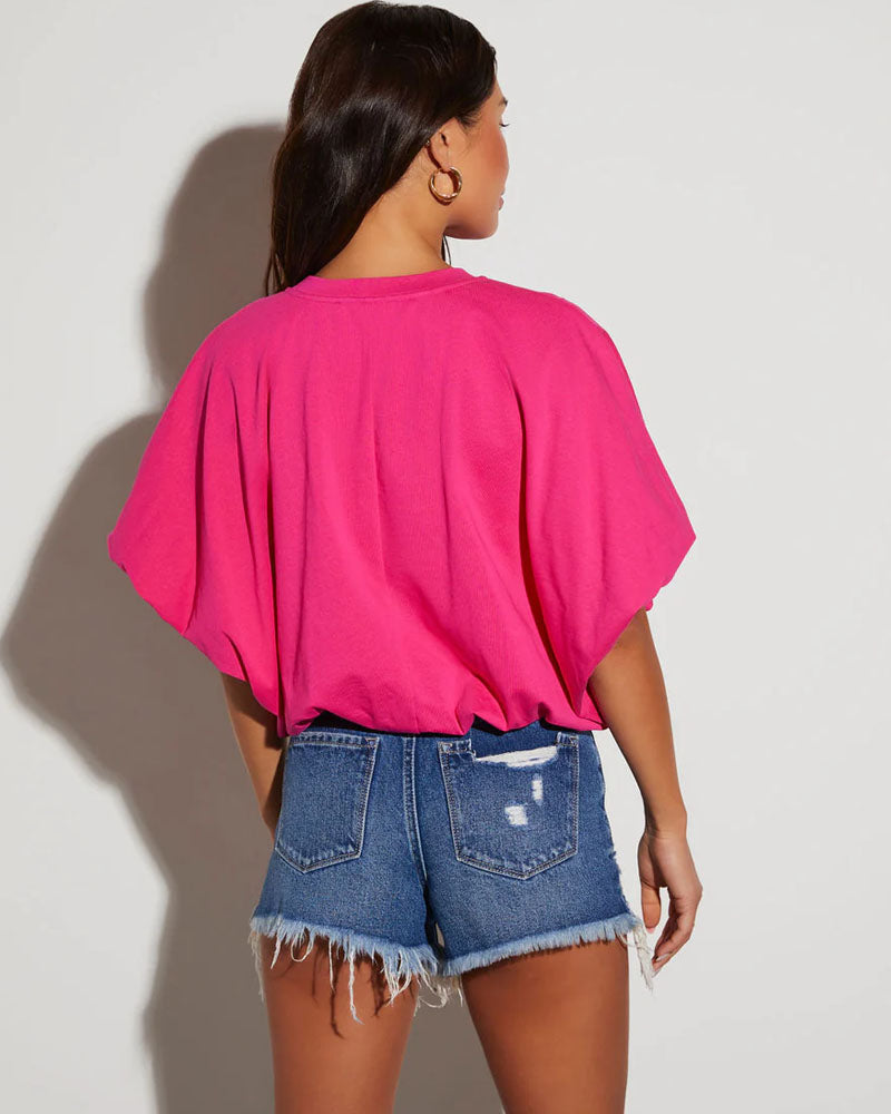 Kaylee Bubble Hem Cotton Crop Top