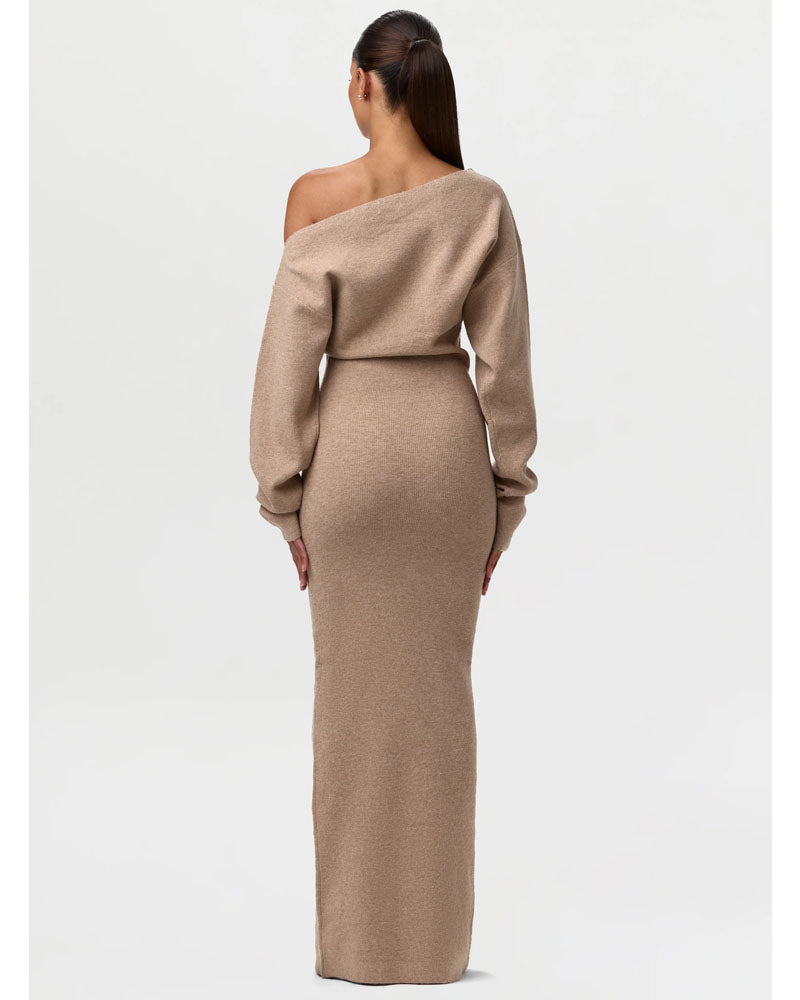Knit Off-Shoulder Maxi Dress