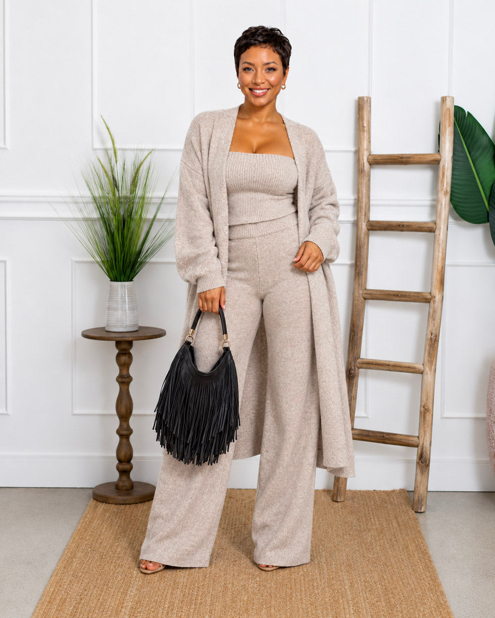 Layered Ease 3-Piece Knit Cardigan Set