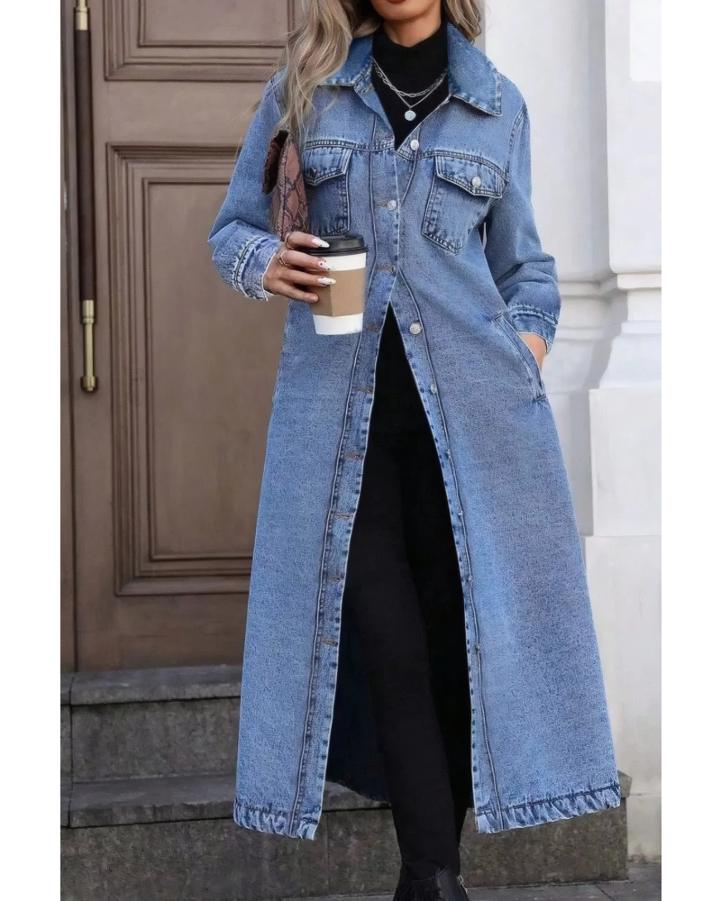 Follow My Lead Denim Trench