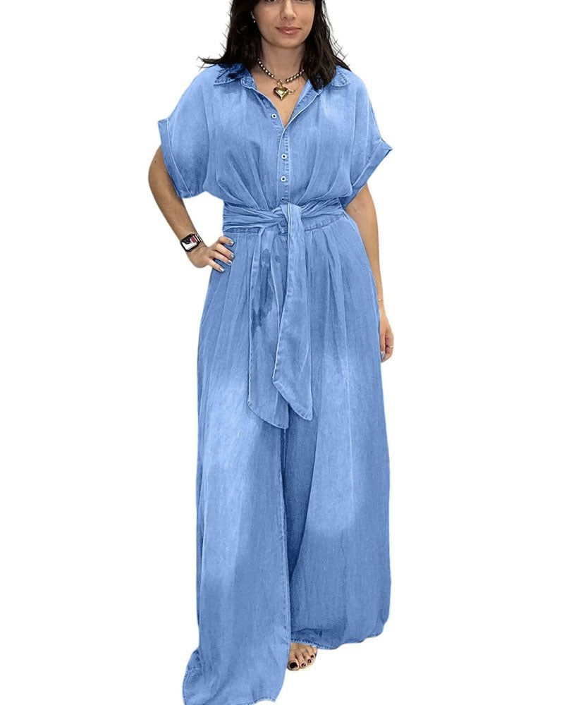 Lorette Chambray Denim Jumpsuit
