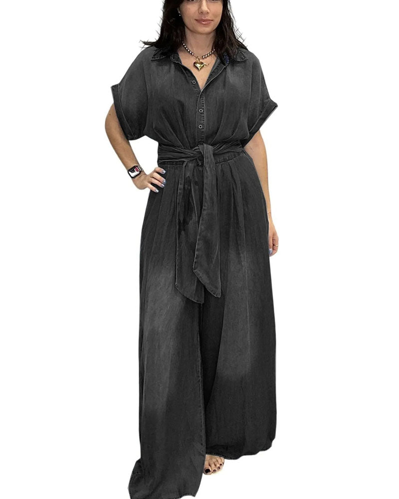 Lorette Chambray Denim Jumpsuit