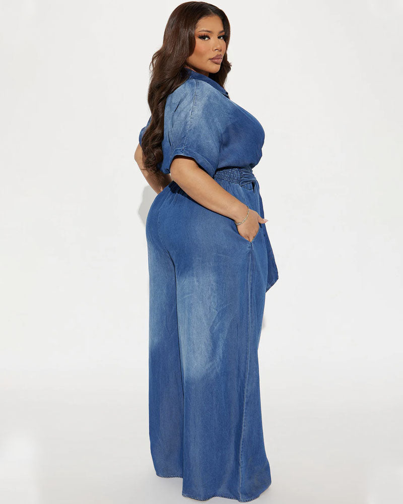 Lorette Chambray Denim Jumpsuit