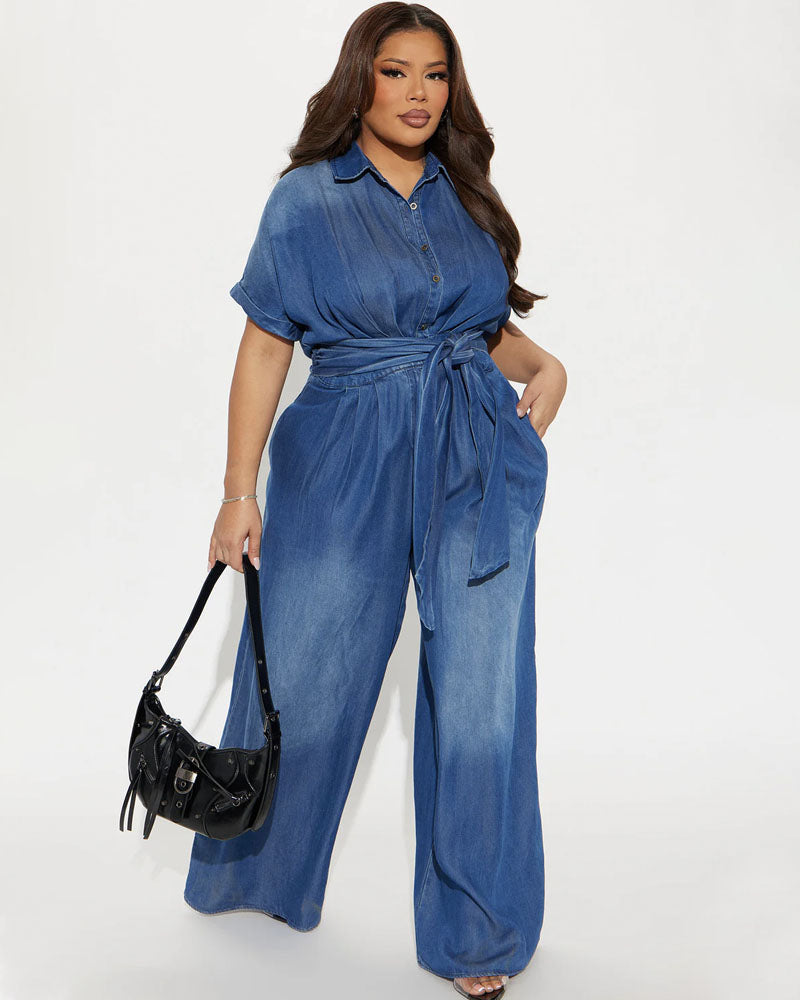 Lorette Chambray Denim Jumpsuit