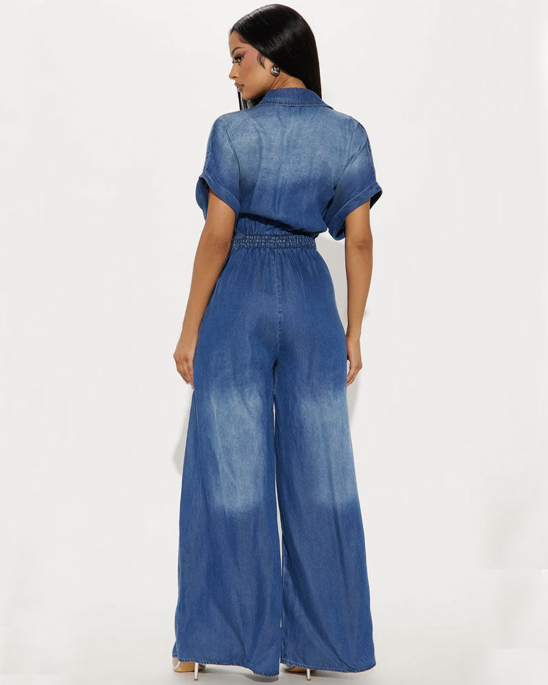 Lorette Chambray Denim Jumpsuit