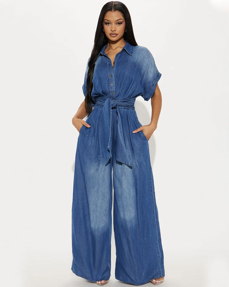Lorette Chambray Denim Jumpsuit