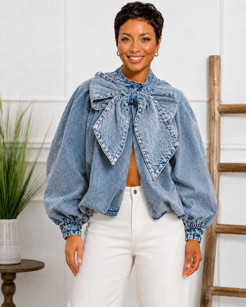 MY DREAM PUFF SLEEVE DENIM TOP