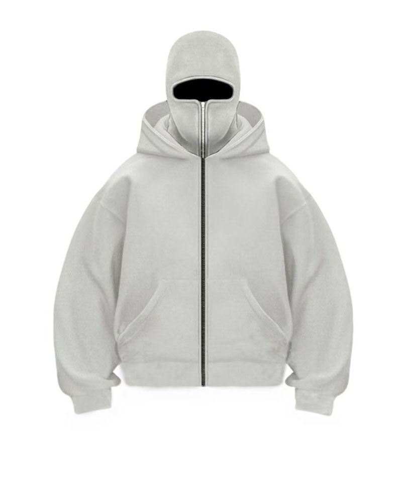 Masked Zipped Hoodie Jacket