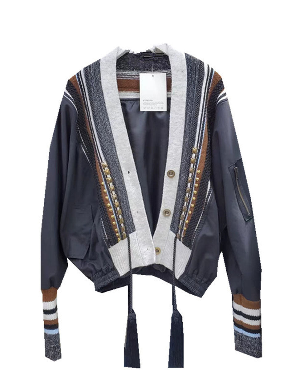 Mixed Signals Studded Patchwork Jacket