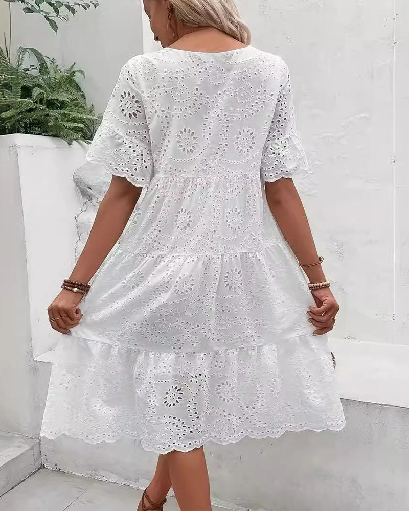 Mori Girl Broderie Tiered Dress