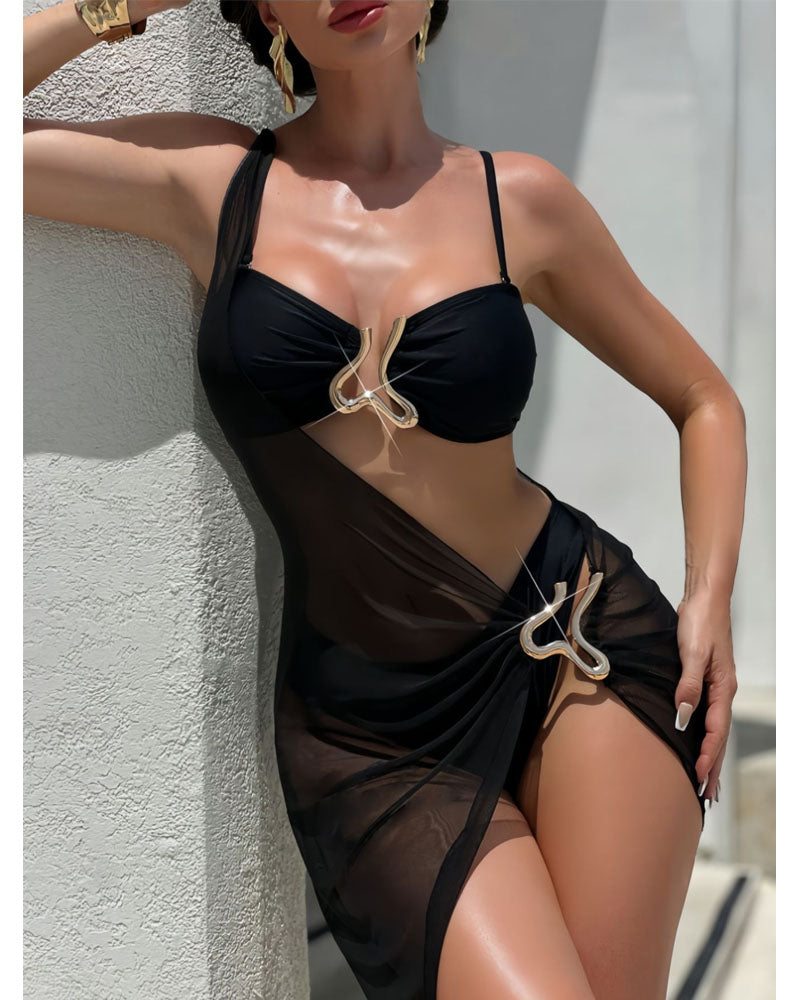 Noir Halo Ring-Linked Swim Set