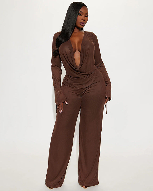 Silent Muse Cowl Neck Mesh Pant Set