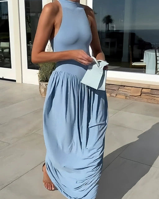 Naked Sleeveless Draped Dress