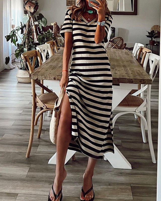 Striped Split Tee Dress