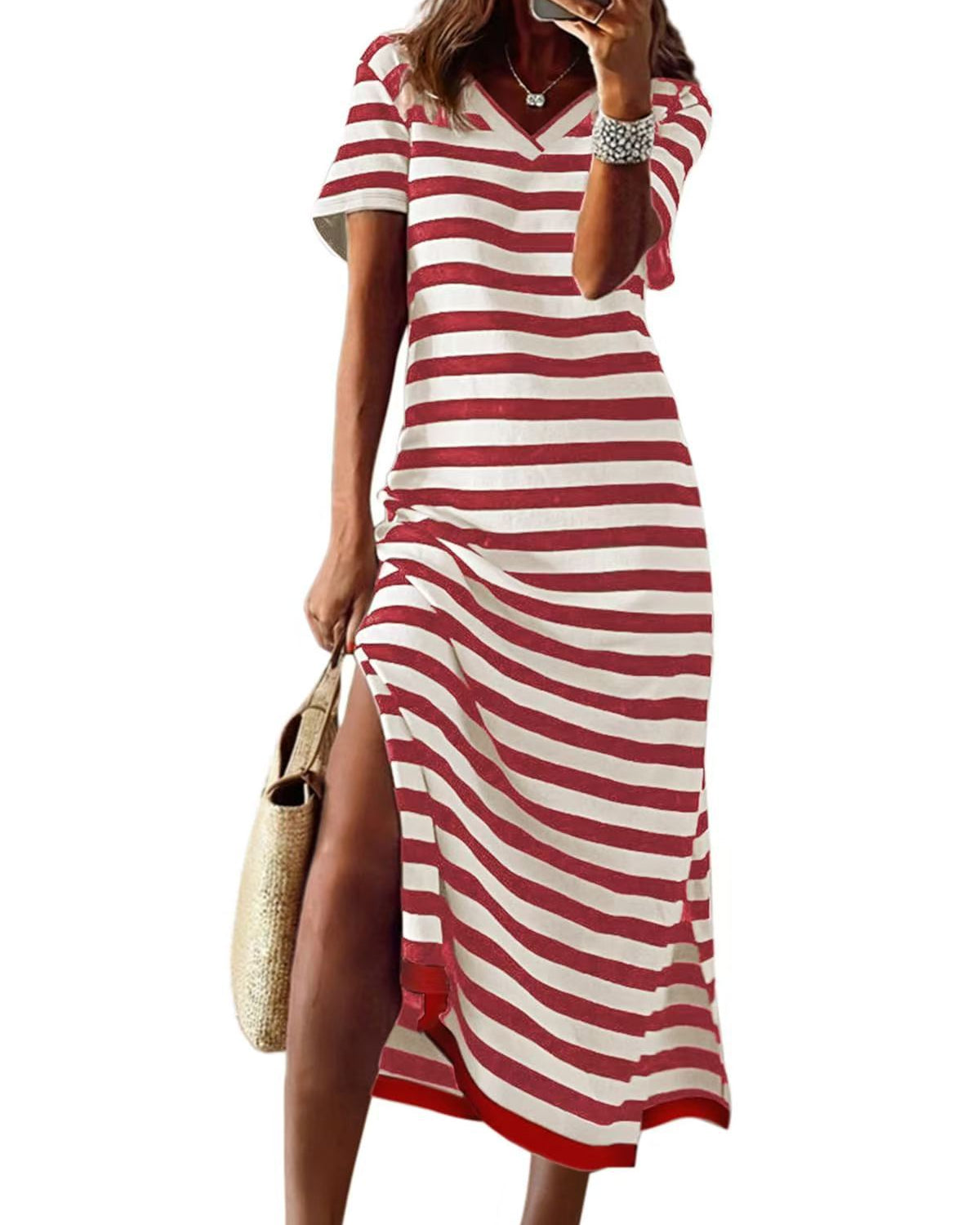 Striped Split Tee Dress