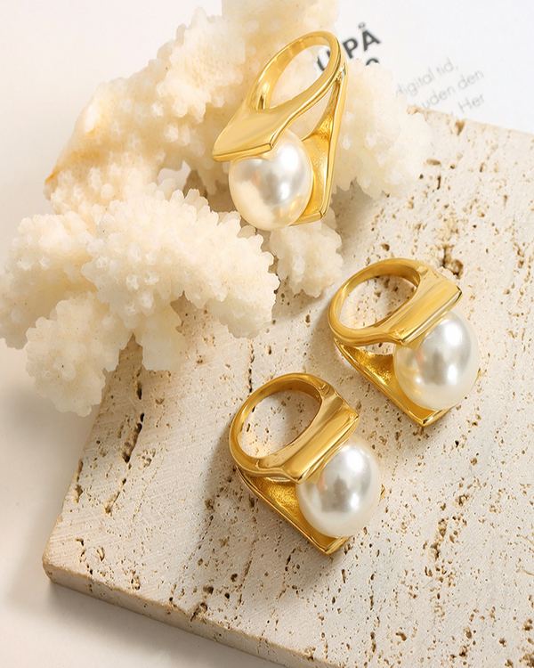 Y-shaped pearl personality ring
