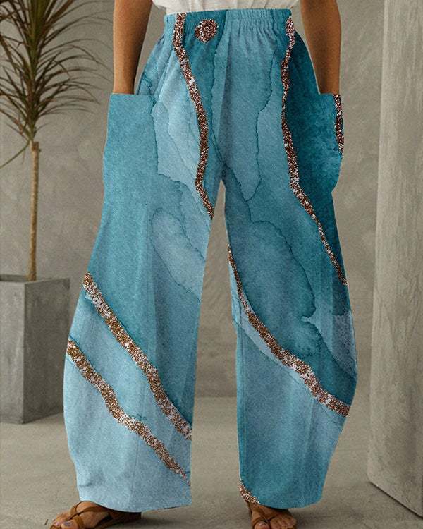 Fashion Print Wide Leg Pants