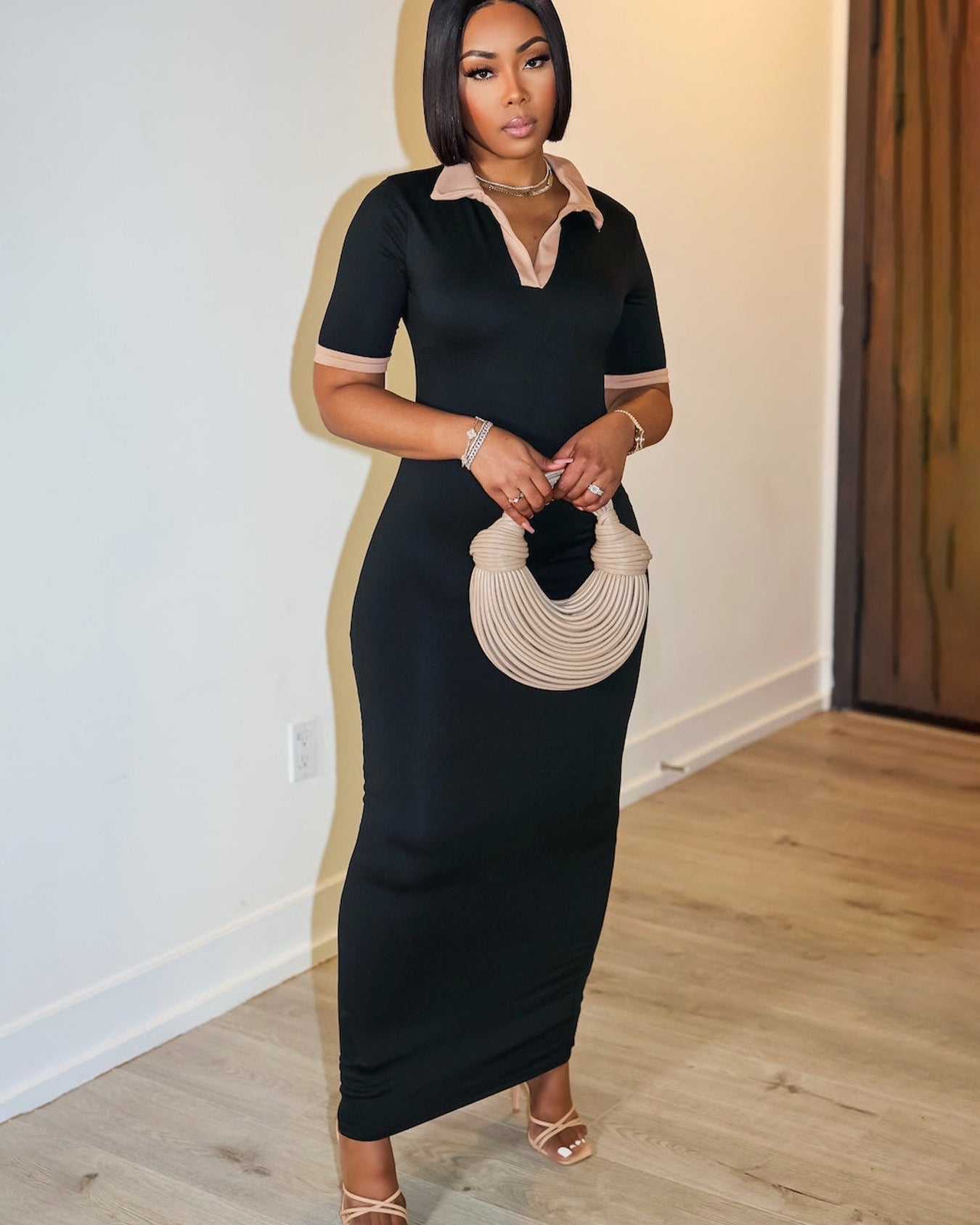Contrast Polo Dress
