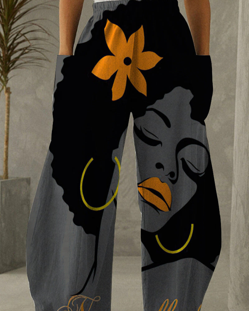 Fashion Print Wide Leg Pants