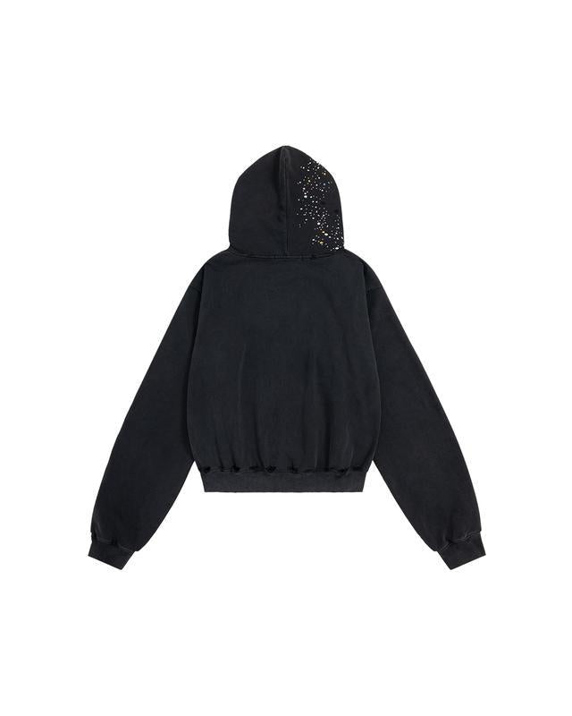 Rhinestone Zip Up Hoodie Jacket