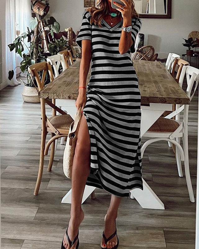 Striped Split Tee Dress