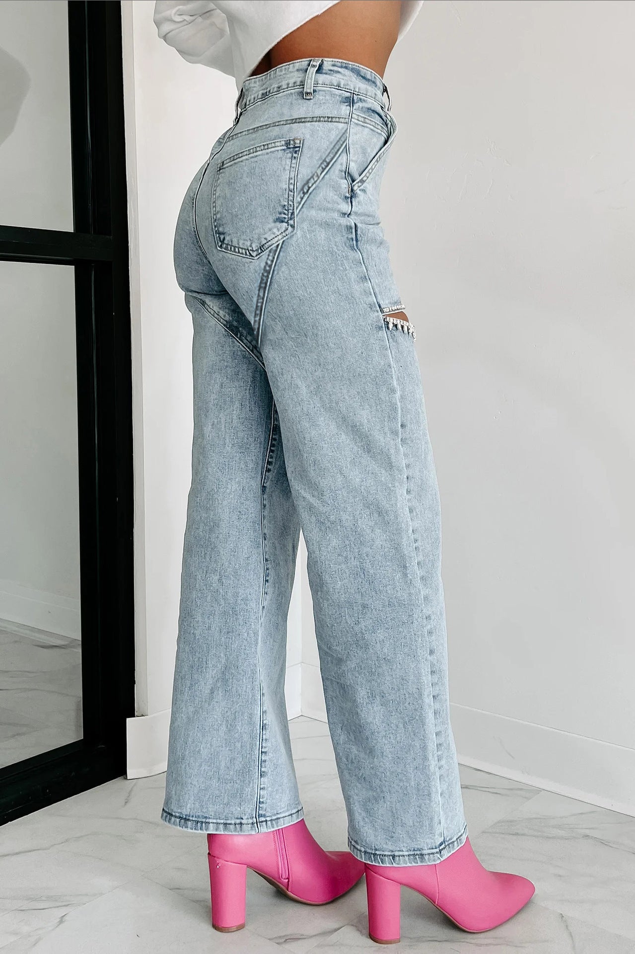 Rhinestone CUTOUT Jeans