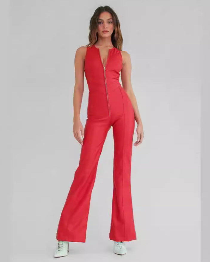 Backless Denim Jumpsuit
