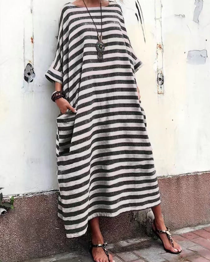 Oversized Striped Maxi Dress