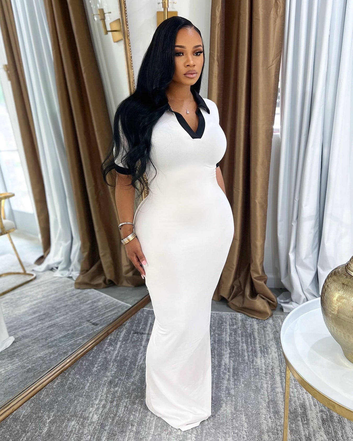 Contrast Polo Dress