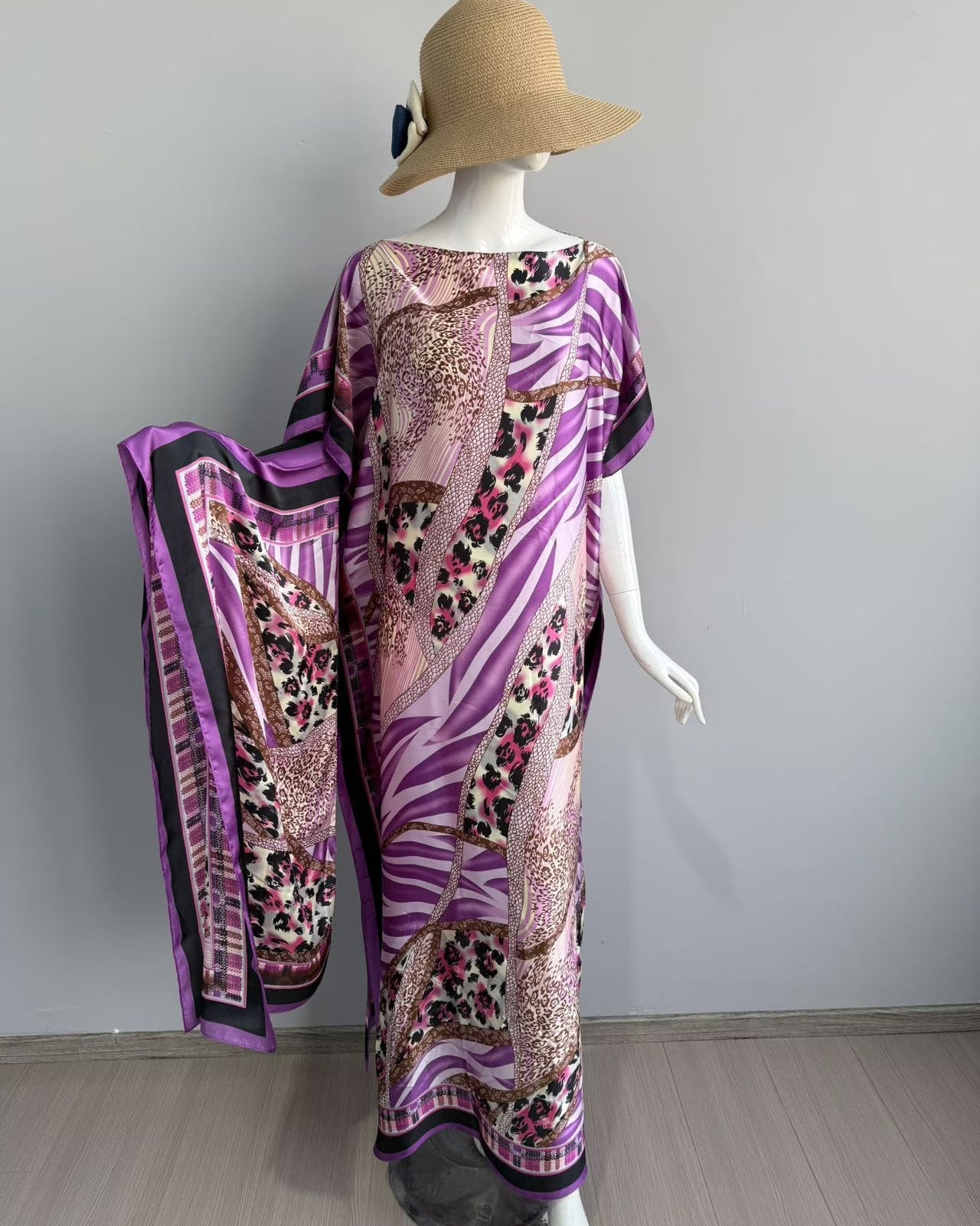 2 piece Satin Printed Dress