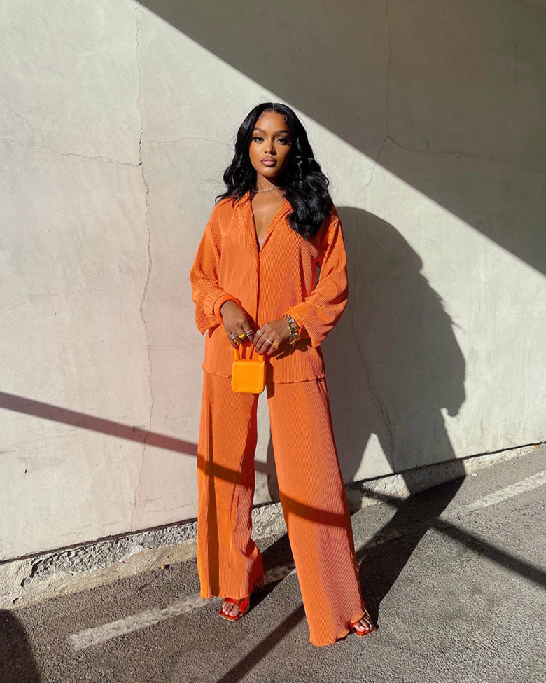 KRISSIE Pleated Pant Set