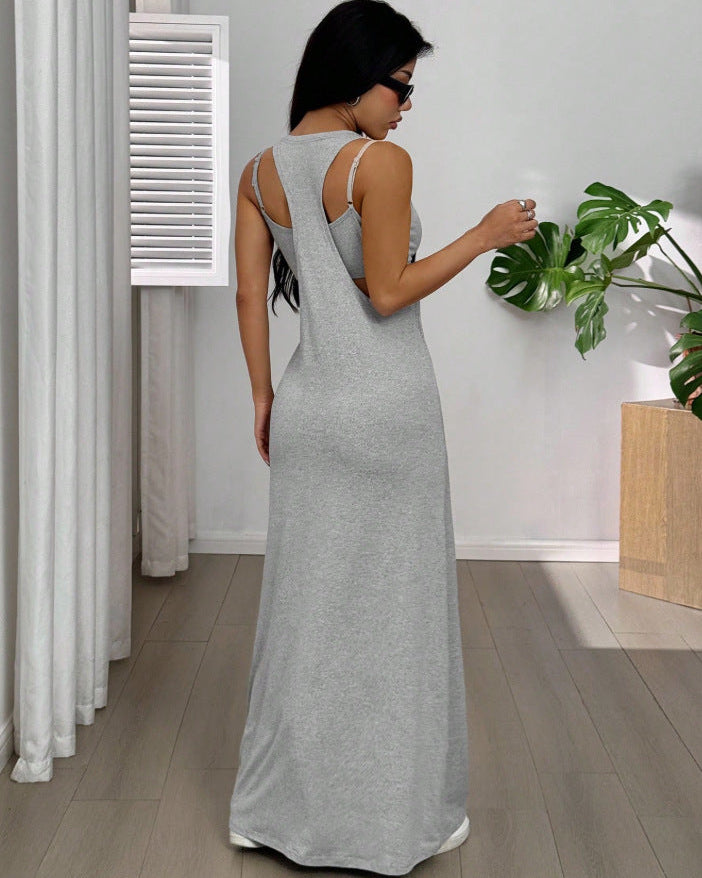 2PC V Neck Tank Dress