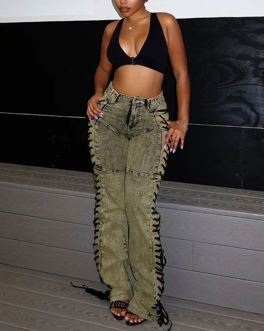STAND OUT LACED UP JEANS
