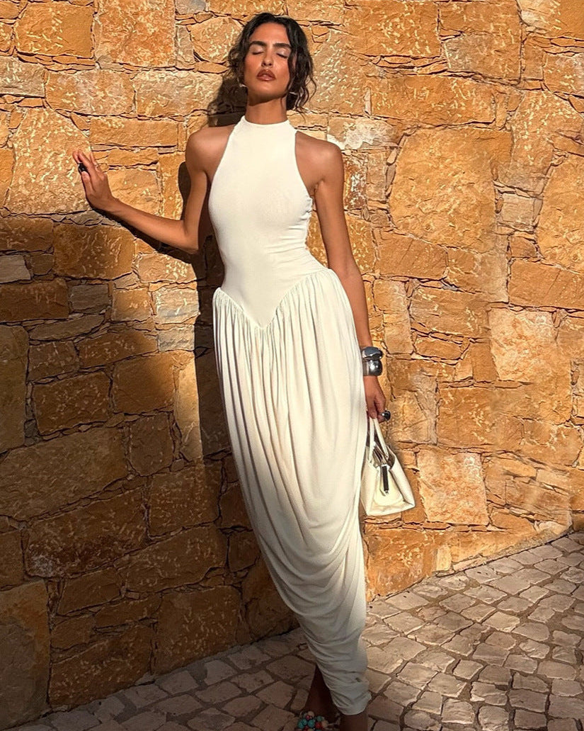 Naked Sleeveless Draped Dress