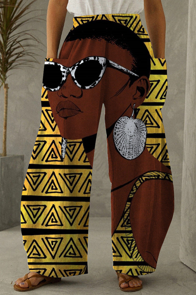 Fashion Print Wide Leg Pants