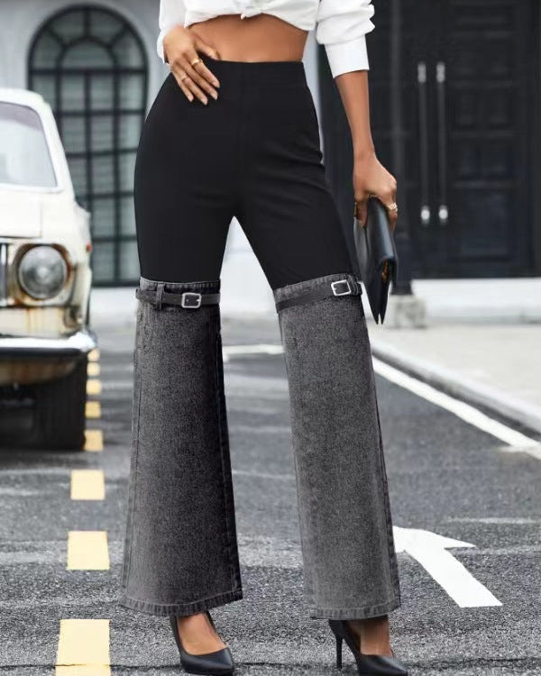 EXTREME STRETCH PATCHWORK WIDE LEG JEANS
