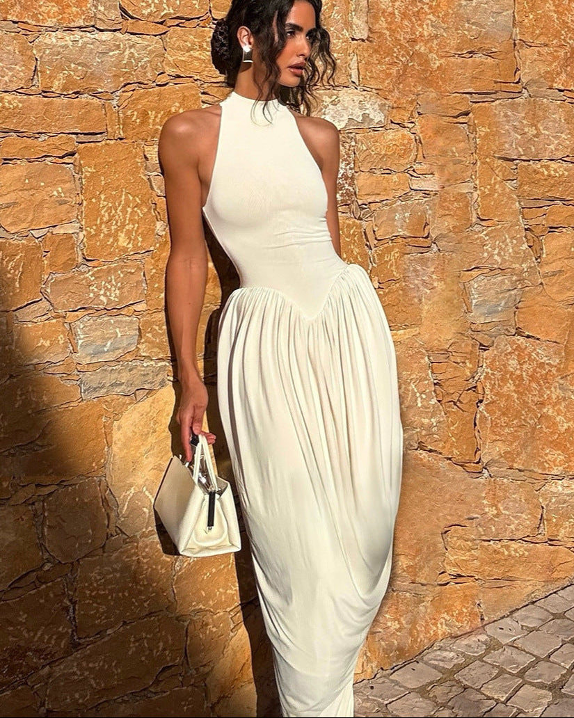 Naked Sleeveless Draped Dress