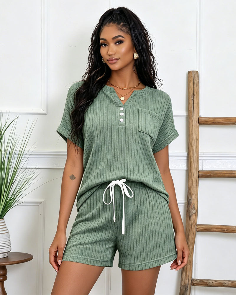 Off-Duty Knit Short Set