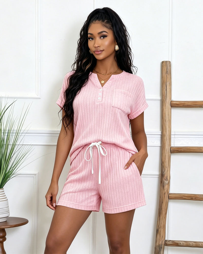 Off-Duty Knit Short Set